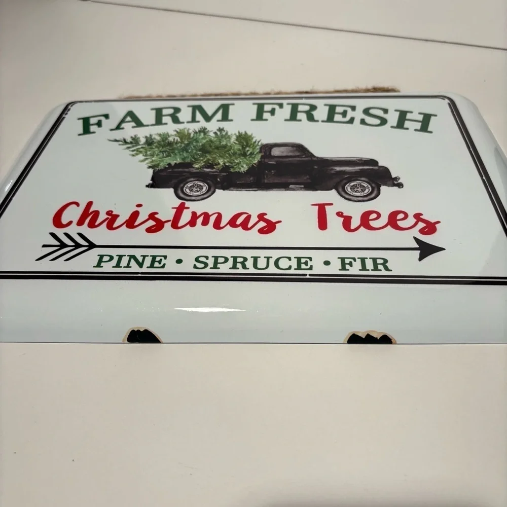 Farm Fresh Christmas Trees Hanging Rustic Metal Sign NEW 12